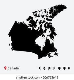 Detailed Vector Map Canada Capital City Stock Vector (Royalty Free ...