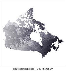 Mapa vectorial detallado alto. Canadá. Estilo acuarela. Color gris antracita. 