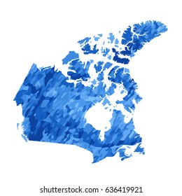 High detailed vector map - Canada. Splash watercolor blue