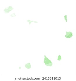 High detailed vector map. Cape Verde. Watercolor style. Light lettuce color. Pastel green.