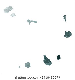 High detailed vector map. Cape Verde. Watercolor style. Aspid gray color. Green-gray deep color.