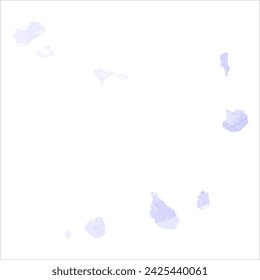 High detailed vector map. Cape Verde. Watercolor style. Periwinkle color. Delicate lilac color. Pastel purple.