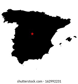 High detailed vector map with the capital city - Spain 