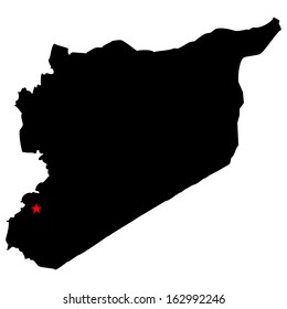 High detailed vector map with the capital city - Syria 