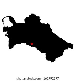High detailed vector map with the capital city - Turkmenistan 