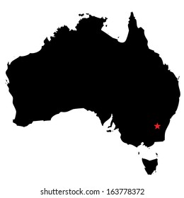 High detailed vector map with the capital city - Australia 