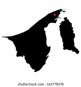 High detailed vector map with the capital city - Brunei 
