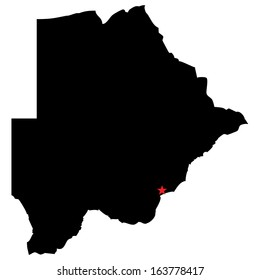 High detailed vector map with the capital city - Botswana 
