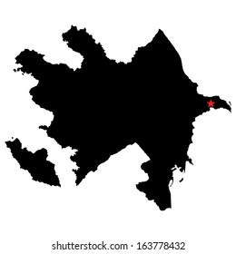 High detailed vector map with the capital city - Azerbaijan 