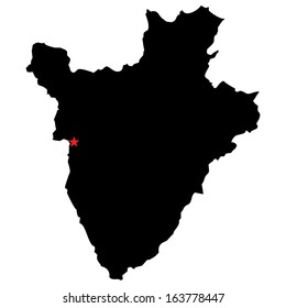 High detailed vector map with the capital city - Burundi 