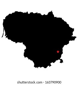 High detailed vector map with the capital city - Lithuania 