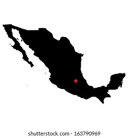 High detailed vector map with the capital city - Mexico 