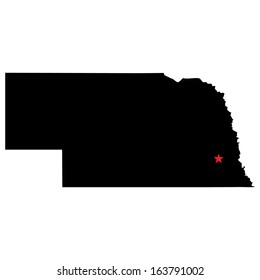 High detailed vector map with the capital city - Nebraska 