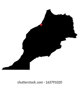 High detailed vector map with the capital city - Morocco 