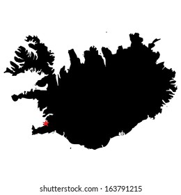 High detailed vector map with the capital city - Iceland 
