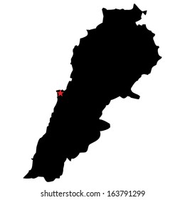 High detailed vector map with the capital city - Lebanon 