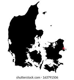 High detailed vector map with the capital city - Denmark 