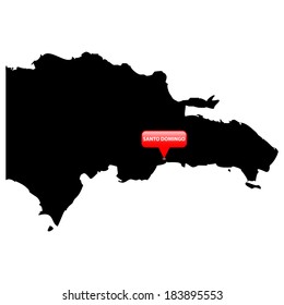 High detailed vector map with the Capital in a red bubble - Dominican Republic 