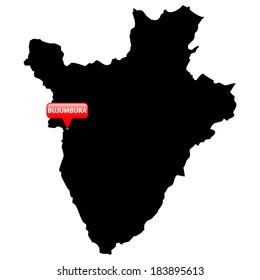 High detailed vector map with the Capital in a red bubble - Burundi 