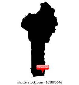 High detailed vector map with the Capital in a red bubble - Benin 