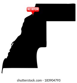 High detailed vector map with the Capital in a red bubble - Western Sahara 