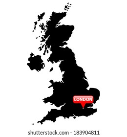 High detailed vector map with the Capital in a red bubble - United Kingdom 