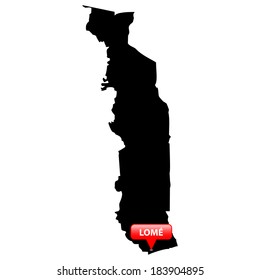 High detailed vector map with the Capital in a red bubble - Togo 