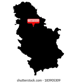 High detailed vector map with the Capital in a red bubble - Serbia 