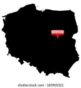 High detailed vector map with the Capital in a red bubble - Poland 
