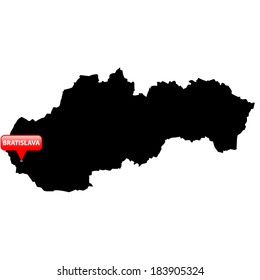High detailed vector map with the Capital in a red bubble - Slovakia 