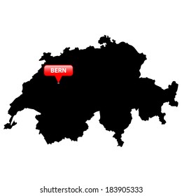 Hochdetaillierte Vektorkarte mit der Hauptstadt in einer roten Blase - Schweiz 