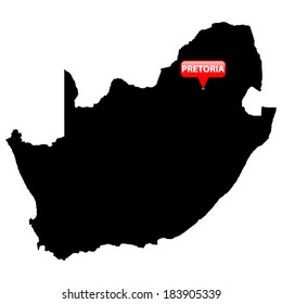 High detailed vector map with the Capital in a red bubble - South Africa 
