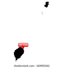 High detailed vector map with the Capital in a red bubble - Sao Tome and Principe 