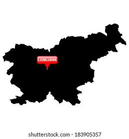 High detailed vector map with the Capital in a red bubble - Slovenia 