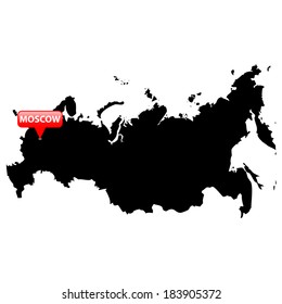 High detailed vector map with the Capital in a red bubble - Russia 