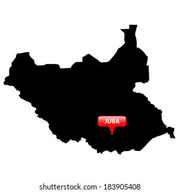 High detailed vector map with the Capital in a red bubble - Sudan 