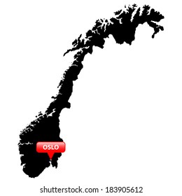 High detailed vector map with the Capital in a red bubble - Norway 
