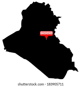 High detailed vector map with the Capital in a red bubble - Iraq 