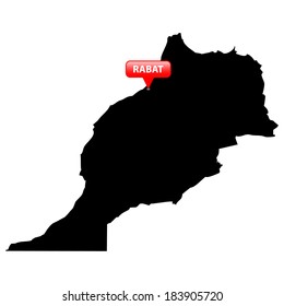 High detailed vector map with the Capital in a red bubble - Morocco 