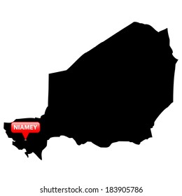 High detailed vector map with the Capital in a red bubble - Niger 