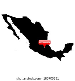 High detailed vector map with the Capital in a red bubble - Mexico 