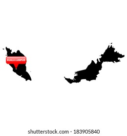 High detailed vector map with the Capital in a red bubble - Malaysia 