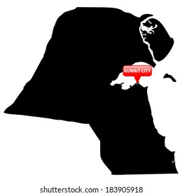 High detailed vector map with the Capital in a red bubble - Kuwait 
