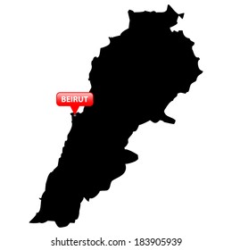High detailed vector map with the Capital in a red bubble - Lebanon 