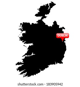 High detailed vector map with the Capital in a red bubble - Ireland 