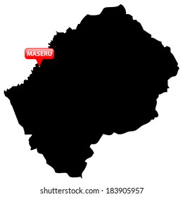 High detailed vector map with the Capital in a red bubble - Lesotho 