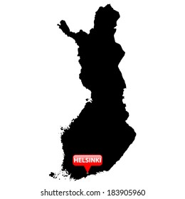High detailed vector map with the Capital in a red bubble - Finland 