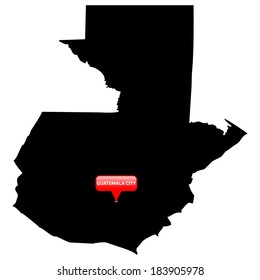 High detailed vector map with the Capital in a red bubble - Guatemala 