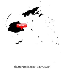 High detailed vector map with the Capital in a red bubble - Fiji 
