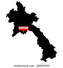 High detailed vector map with the Capital in a red bubble - Laos 